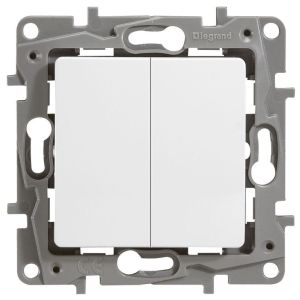 ETIKA выключатель 2-клавишный, скрытой установки, белый (672202) Выключатель