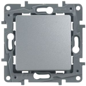 ETIKA выключатель 1-клавишный, скрытой установки, алюминий (672401) Выключатель