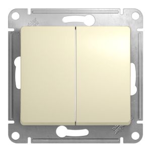 Glossa выключатель 2-клавишный, скрытой установки, механизм, бежевый (GSL000251) Выключатель