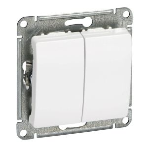 Glossa выключатель 2-клавишный, скрытой установки, механизм, белый (GSL000151) Выключатель