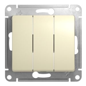Glossa выключатель 3-клавишный, скрытой установки, механизм, бежевый (GSL000231) Выключатель