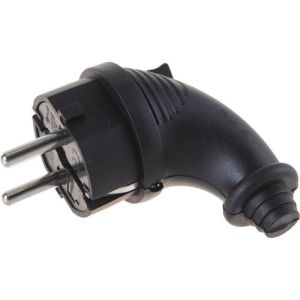 Вилка угловая однофазная, каучук, черная (1241) Вилка