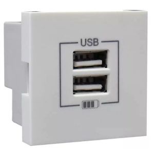 Розетка USB двойная, зарядная, белая (45439 SBR) Розетка USB двойная