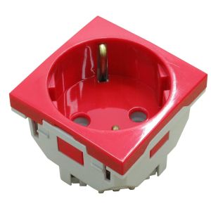 Розетка 2к+З (45х45), красная (45131 SVM) Розетка 2к+З