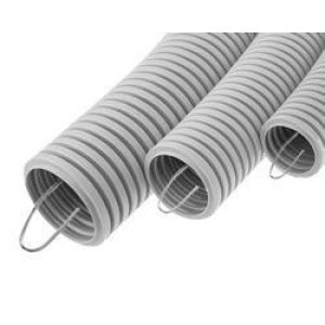 Труба ПВХ тяжелая D20, серая (11120) Труба гофрированная, с зондом