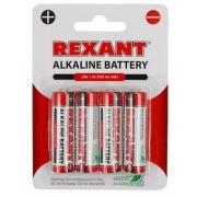 Алкалиновая батарейка AA/LR6 1,5 V 4 шт. блистер REXANT (30-1027) Элемент питания