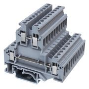 Клемма двухуровневая, винтовой зажим, 2.5 кв.мм, серая (KRUKB-3) Клемма двухуровневая, 4 точки подключения