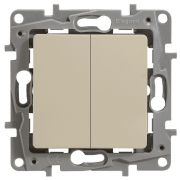 ETIKA выключатель 2-клавишный, скрытой установки, слоновая кость (672302) Выключатель