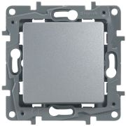 ETIKA выключатель 1-клавишный, скрытой установки, алюминий (672401) Выключатель