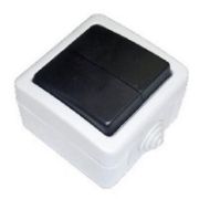 Переключатель двухклавишный 2-полюсный с 2 мест EF602SA, серый, LK Aqua (80006) Переключатель