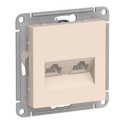 AtlasDesign розетка RJ45+RJ45, 2-местная, скрытой установки, механизм, бежевый (ATN000285) Розетка компьютерная