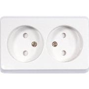 Розетка двойная открытой установки без з/к, бежевый, LK Standard (813601) Розетка без заземляющих контактов с защитными шторками