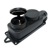 Розетка двухместная 2Р+РЕ 16А 250В IP44 (SQ0612-0010) Розетка двухместная с заглушками каучук