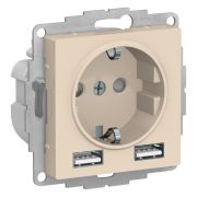 AtlasDesign розетка 1-местная с 2 USB A+A, скрытой установки, механизм, бежевый (ATN000230) Розетка с USB