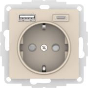 AtlasDesign розетка 1-местная с 2 USB A+C, скрытой установки, механизм, бежевый (ATN000232) Розетка с USB