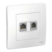 BLANCA розетка RJ45+RJ11 2-местная, кат. 5Е, скрытой установки, белый (BLNIS045111) Розетка компьютерная + телефонная