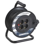 Удлинитель на катушке УК20 с термозащитой 4 места 2P+PE 20м 3х1,0мм2 GENERICA (WKP10-10-04-20-G) Удлинитель на катушке с термозащитой