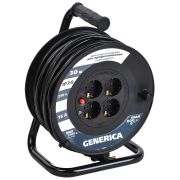 Удлинитель на катушке УК30 с термозащитой 4 места 2P+PE 30м 3х1,5мм2 GENERICA (WKP20-16-04-30-G) Удлинитель на катушке с термозащитой