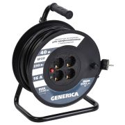 Удлинитель на катушке УК40 с термозащитой 4 места 2P+PE 40м 3х1,5мм2 GENERICA (WKP20-16-04-40-G) Удлинитель на катушке с термозащитой