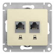 Glossa розетка RJ11+RJ45, 2-местная, кат. 5Е, скрытой установки, механизм, бежевый (GSL000285) Розетка компьютерная + телефонная
