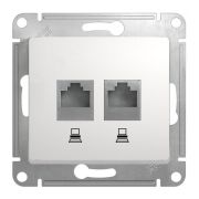 Glossa розетка RJ45+RJ45 2-местная, кат. 5Е, скрытой установки, механизм, белый (GSL000185KK) Розетка компьютерная
