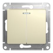 Glossa выключатель 2-клавишный с подсветкой, скрытой установки, механизм, бежевый (GSL000253) Выключатель