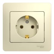 Glossa розетка 1-местная, в сборе, с заземлением, скрытой установки, бежевый (GSL000242) Розетка
