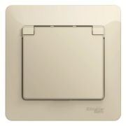 Glossa розетка 1-местная, в сборе, с заземлением со шторками с крышкой, скрытой установки, бежевый (GSL000246) Розетка с крышкой