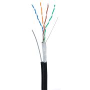 Кабель NETLAN F/UTP 4 пары, Кат.5e (Класс D), 100МГц, одножильный, BC (чистая медь), внешний, PE до -40C, с одножильным тросом, черный, 305м