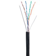 Кабель NETLAN U/UTP 4 пары, Кат.5e (Класс D), 100МГц, одножильный, BC (чистая медь), внешний, PE до -40C, с одножильным тросом, черный, 305м