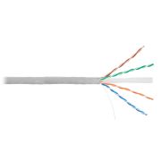 Кабель NIKOLAN U/UTP 4 пары, Кат.6 (Класс E), тест по ISO/IEC, 250МГц, одножильный, BC (чистая медь), 24AWG (0,53мм), внутренний, PVC нг(А), серый