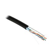 Кабель витая пара F/UTP, кат.5e, 4 пары(24AWG),одножил.(solid),экран-фольга,с усил.металл.тросом, внешний, PE, -40°C-+50°C, черный