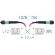 Патчкорд оптический MPO/UPC FF MM (50/125 OM4), 12 волокон, 10 метров (Cross)