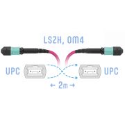 Патчкорд оптический MPO/UPC FF MM (50/125 OM4), 12 волокон, 2 метра (Cross)