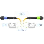 Патчкорд оптический MPO/UPC-MPO/APC FF SM 12 волокон, 2метра (кроссовый)