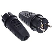 Вилка прямая однофазная, каучук, черная (602227) Вилка