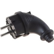 Вилка угловая однофазная, каучук, черная (1241) Вилка
