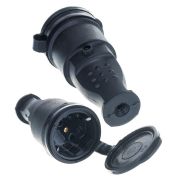 Розетка (колодка) одноместная с заглушками еврослот каучук черная (602228) Розетка (колодка) однофазная