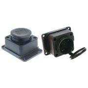 Розетка (колодка) одноместная с заглушками с заземлением еврослот каучук черная (602229) Розетка (колодка) однофазная