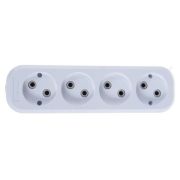 Розетка (колодка) удлинителя 4-м без заземления АБС-пластик (E204) Розетка (колодка) удлинителя