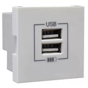 Розетка USB двойная, зарядная, белая (45439 SBR) Розетка USB двойная