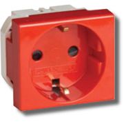 Розетка силовая 2Р+Е Viva 2 модуля красная (45015) Розетка силовая штекерная с заземлением и со шторками