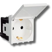 Розетка силовая Avanti 2 модуля ванильная дымка (4405012) Розетка силовая с крышкой штекерная с заземлением со шторками