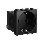 Розетка силовая Avanti 2 модуля черный квадрат (4402002) Розетка силовая штекерная с заземлением со шторками