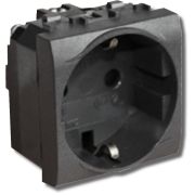 Розетка силовая с заземлением Brava 2 модуля черная (77482N) Розетка силовая штекерная со шторками
