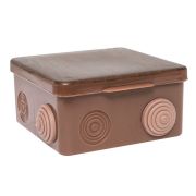 КМР-030-014 с крышкой (100х100х55) тёмное дерево IP54 (plc-kmr-030-014-t) Коробка распределительная