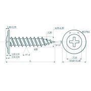 Саморезы 4,2х32 полусфера-прессшайба, цинк (1000 шт) (КИТАЙ/ТАЙВАНЬ) Саморез с полусферической головкой и прессшайбой