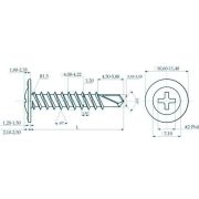Саморезы 4,2х38 полусфера-прессшайба, цинк, сверло (1000 шт) (КИТАЙ/ТАЙВАНЬ) Саморез полусферической головкой, прессшайбой и сверлом