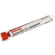 Припой с канифолью ПОС-61 REXANT, 10 г, Ø1.0 мм, (олово 61%, свинец 39%), колба (09-3101) Припой