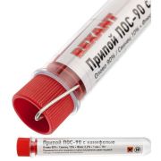 Припой с канифолью ПОС-90 REXANT, 10 г, Ø1.0 мм, (олово 90%, свинец 10%), колба (09-3102) Припой
